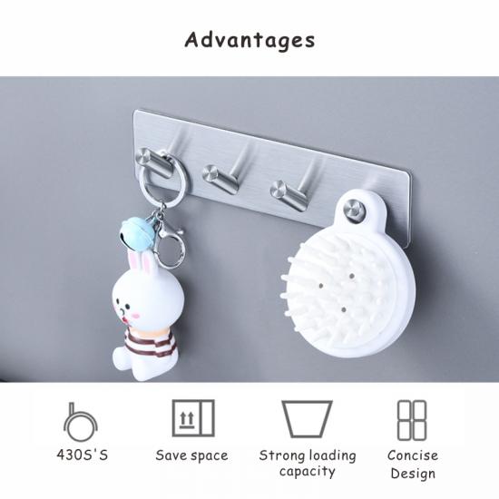 High quality customized command sticky wall mounted stainless steel hooks