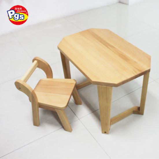 kids study wooden dinning table and chair